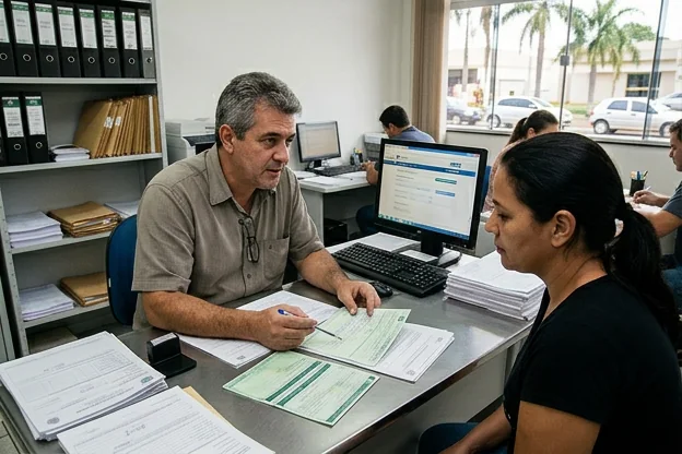 Despachante em Birigui orientando cliente sobre regularização veicular.